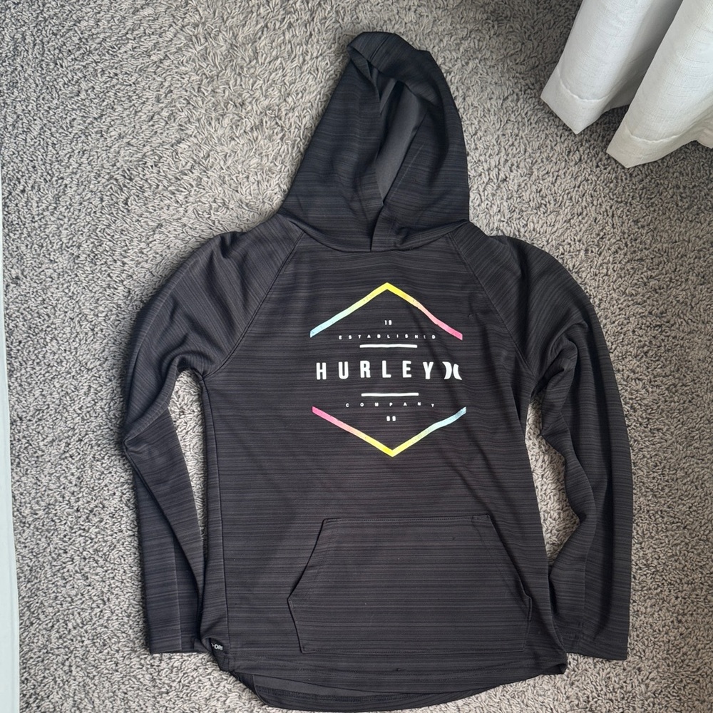 Hurley Charcoal Hoodie with Vibrant Logo